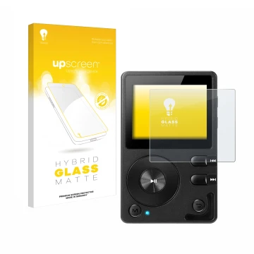 Parte frontale di una confezione del prodotto con il logo del marchio upscreen. Accanto è raffigurato il dispositivo Hifi Walk