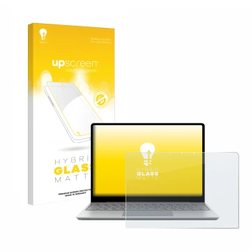 Parte frontale di una confezione del prodotto con il logo del marchio upscreen. Accanto è raffigurato il dispositivo Microsoft