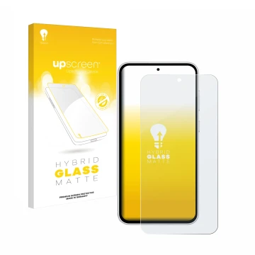 Parte frontale di una confezione del prodotto con il logo del marchio upscreen. Accanto è raffigurato il dispositivo Samsung G