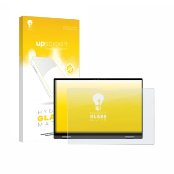 Parte frontale di una confezione del prodotto con il logo del marchio upscreen. Accanto è raffigurato il dispositivo Dell Insp