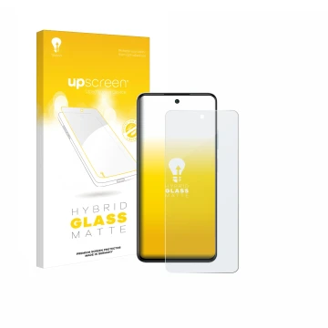 Parte frontale di una confezione del prodotto con il logo del marchio upscreen. Accanto è raffigurato il dispositivo Infinix S