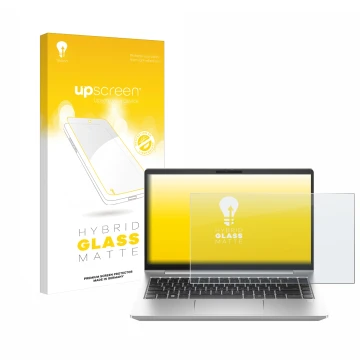 Parte frontale di una confezione del prodotto con il logo del marchio upscreen. Accanto è raffigurato il dispositivo HP ProBoo