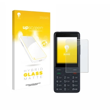 Parte frontale di una confezione del prodotto con il logo del marchio upscreen. Accanto è raffigurato il dispositivo TCL Oneto