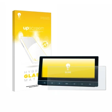 Parte frontale di una confezione del prodotto con il logo del marchio upscreen. Accanto è raffigurato il dispositivo MG 5 IPS-