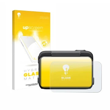 Parte frontale di una confezione del prodotto con il logo del marchio upscreen. Accanto è raffigurato il dispositivo Insta360 