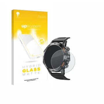 Parte frontale di una confezione del prodotto con il logo del marchio upscreen. Accanto è raffigurato il dispositivo Lemfo Sma