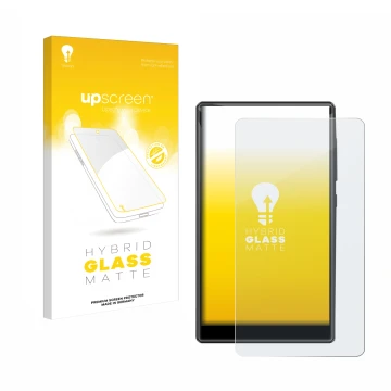 Parte frontale di una confezione del prodotto con il logo del marchio upscreen. Accanto è raffigurato il dispositivo innioasis