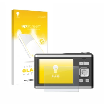 Parte frontale di una confezione del prodotto con il logo del marchio upscreen. Accanto è raffigurato il dispositivo Rollei Co