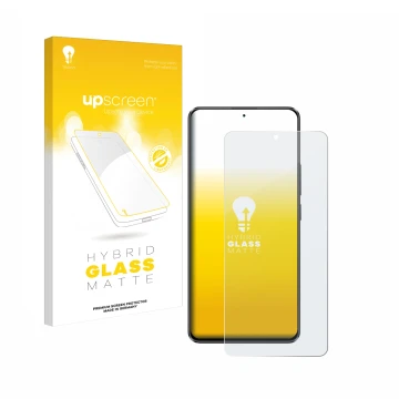 Parte frontale di una confezione del prodotto con il logo del marchio upscreen. Accanto è raffigurato il dispositivo Xiaomi Po