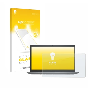 Parte frontale di una confezione del prodotto con il logo del marchio upscreen. Accanto è raffigurato il dispositivo Dell Lati