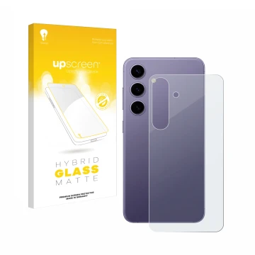 Parte frontale di una confezione del prodotto con il logo del marchio upscreen. Accanto è raffigurato il dispositivo Samsung G