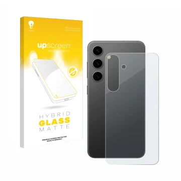 Parte frontale di una confezione del prodotto con il logo del marchio upscreen. Accanto è raffigurato il dispositivo Samsung G