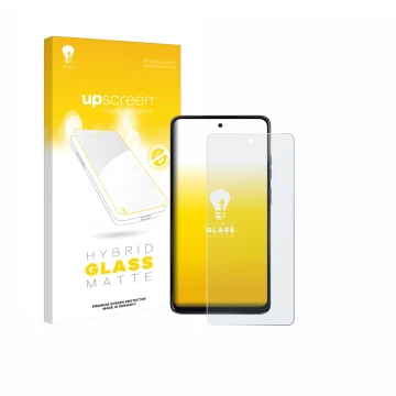 Parte frontale di una confezione del prodotto con il logo del marchio upscreen. Accanto è raffigurato il dispositivo Motorola 