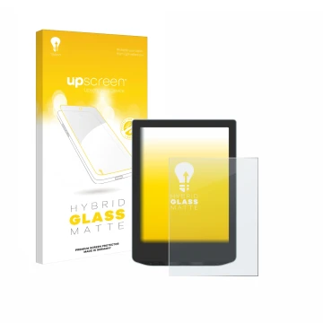 Parte frontale di una confezione del prodotto con il logo del marchio upscreen. Accanto è raffigurato il dispositivo Vivlio Li