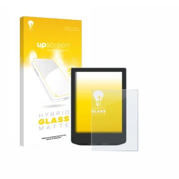 Parte frontale di una confezione del prodotto con il logo del marchio upscreen. Accanto è raffigurato il dispositivo Vivlio Li