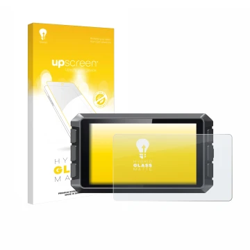 Parte frontale di una confezione del prodotto con il logo del marchio upscreen. Accanto è raffigurato il dispositivo Creality 