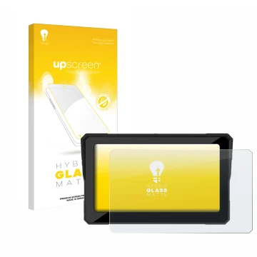 Parte frontale di una confezione del prodotto con il logo del marchio upscreen. Accanto è raffigurato il dispositivo Carpuride