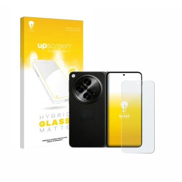 Parte frontale di una confezione del prodotto con il logo del marchio upscreen. Accanto è raffigurato il dispositivo OnePlus O