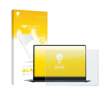 Parte frontale di una confezione del prodotto con il logo del marchio upscreen. Accanto è raffigurato il dispositivo Samsung G