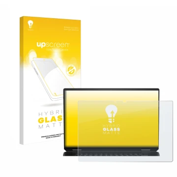 Parte frontale di una confezione del prodotto con il logo del marchio upscreen. Accanto è raffigurato il dispositivo HP Spectr