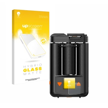 Parte frontale di una confezione del prodotto con il logo del marchio upscreen. Accanto è raffigurato il dispositivo Storz & B