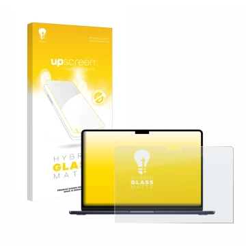 Parte frontale di una confezione del prodotto con il logo del marchio upscreen. Accanto è raffigurato il dispositivo Apple Mac