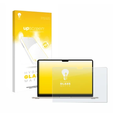 Parte frontale di una confezione del prodotto con il logo del marchio upscreen. Accanto è raffigurato il dispositivo Apple Mac