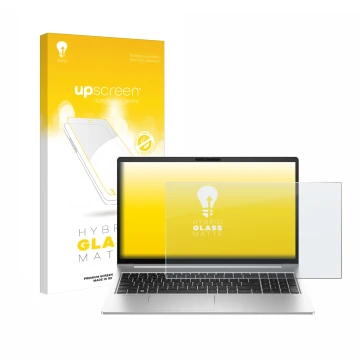 Parte frontale di una confezione del prodotto con il logo del marchio upscreen. Accanto è raffigurato il dispositivo HP EliteB