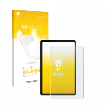 Parte frontale di una confezione del prodotto con il logo del marchio upscreen. Accanto è raffigurato il dispositivo Lenovo Le