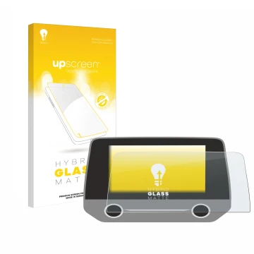 Parte frontale di una confezione del prodotto con il logo del marchio upscreen. Accanto è raffigurato il dispositivo Ford Focu