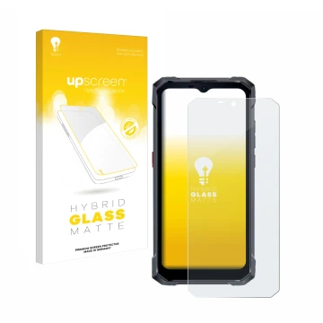 Parte frontale di una confezione del prodotto con il logo del marchio upscreen. Accanto è raffigurato il dispositivo Hotwav W1