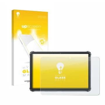 Parte frontale di una confezione del prodotto con il logo del marchio upscreen. Accanto è raffigurato il dispositivo Oukitel R