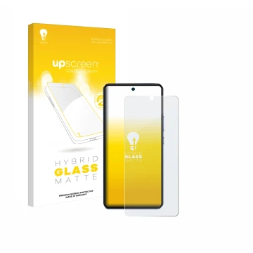 Parte frontale di una confezione del prodotto con il logo del marchio upscreen. Accanto è raffigurato il dispositivo Vivo V40 