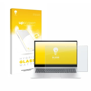 Parte frontale di una confezione del prodotto con il logo del marchio upscreen. Accanto è raffigurato il dispositivo HP Envy 1