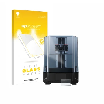 Parte frontale di una confezione del prodotto con il logo del marchio upscreen. Accanto è raffigurato il dispositivo Anycubic 