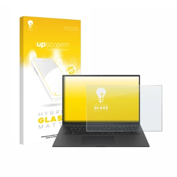 Parte frontale di una confezione del prodotto con il logo del marchio upscreen. Accanto è raffigurato il dispositivo LG gram P