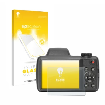 Parte frontale di una confezione del prodotto con il logo del marchio upscreen. Accanto è raffigurato il dispositivo Kodak Pix