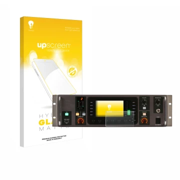 Parte frontale di una confezione del prodotto con il logo del marchio upscreen. Accanto è raffigurato il dispositivo Behringer