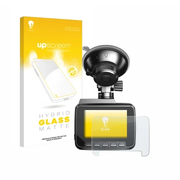 Parte frontale di una confezione del prodotto con il logo del marchio upscreen. Accanto è raffigurato il dispositivo Azdome IT