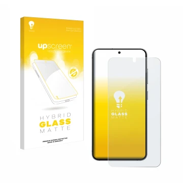 Parte frontale di una confezione del prodotto con il logo del marchio upscreen. Accanto è raffigurato il dispositivo Samsung G