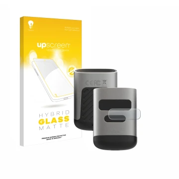 Parte frontale di una confezione del prodotto con il logo del marchio upscreen. Accanto è raffigurato il dispositivo Opticon O