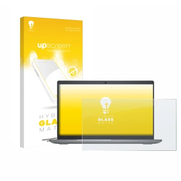 Parte frontale di una confezione del prodotto con il logo del marchio upscreen. Accanto è raffigurato il dispositivo Dell Lati