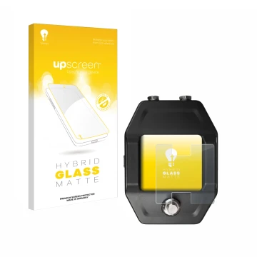 Parte frontale di una confezione del prodotto con il logo del marchio upscreen. Accanto è raffigurato il dispositivo Shure GLX