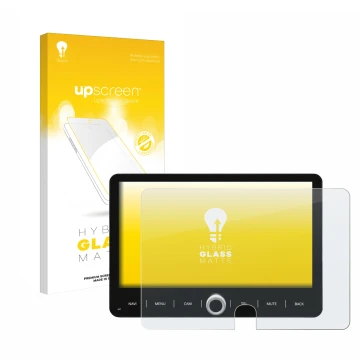 Parte frontale di una confezione del prodotto con il logo del marchio upscreen. Accanto è raffigurato il dispositivo Dynavin D