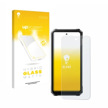 Parte frontale di una confezione del prodotto con il logo del marchio upscreen. Accanto è raffigurato il dispositivo Blackview