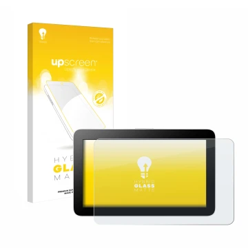 Parte frontale di una confezione del prodotto con il logo del marchio upscreen. Accanto è raffigurato il dispositivo Wacom One