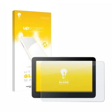 Parte frontale di una confezione del prodotto con il logo del marchio upscreen. Accanto è raffigurato il dispositivo Wacom One