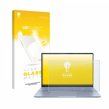 Parte frontale di una confezione del prodotto con il logo del marchio upscreen. Accanto è raffigurato il dispositivo ASUS Vivo