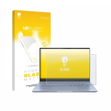 Parte frontale di una confezione del prodotto con il logo del marchio upscreen. Accanto è raffigurato il dispositivo ASUS Vivo