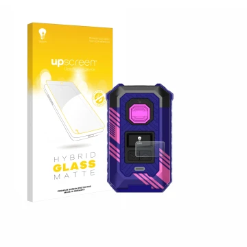 Parte frontale di una confezione del prodotto con il logo del marchio upscreen. Accanto è raffigurato il dispositivo Vaporesso